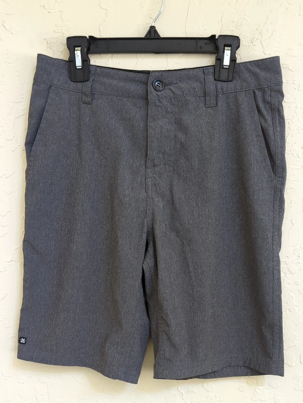 Micros Boy's Charcoal Gray Flat Front Hybrid Shorts Size 14